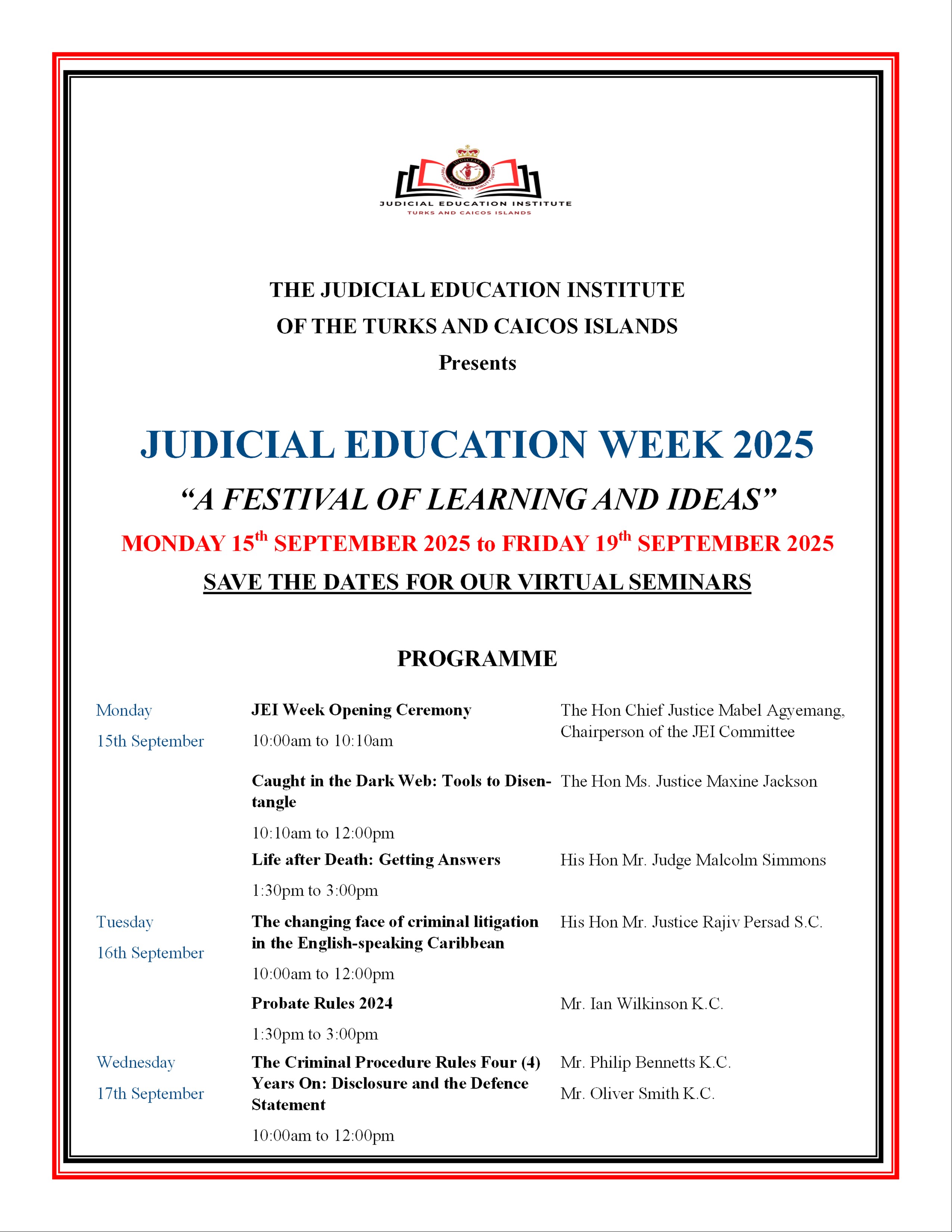 JEI WEEK 2025 Programme